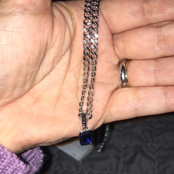 925 sterling silver necklace with sterling silver blue zirconia - Picture 4 of 5